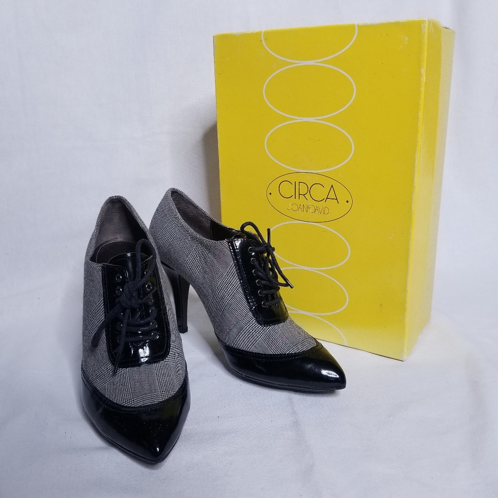 Circa Joan & David Cjcanna Black Plaid Booties Vintage Retro